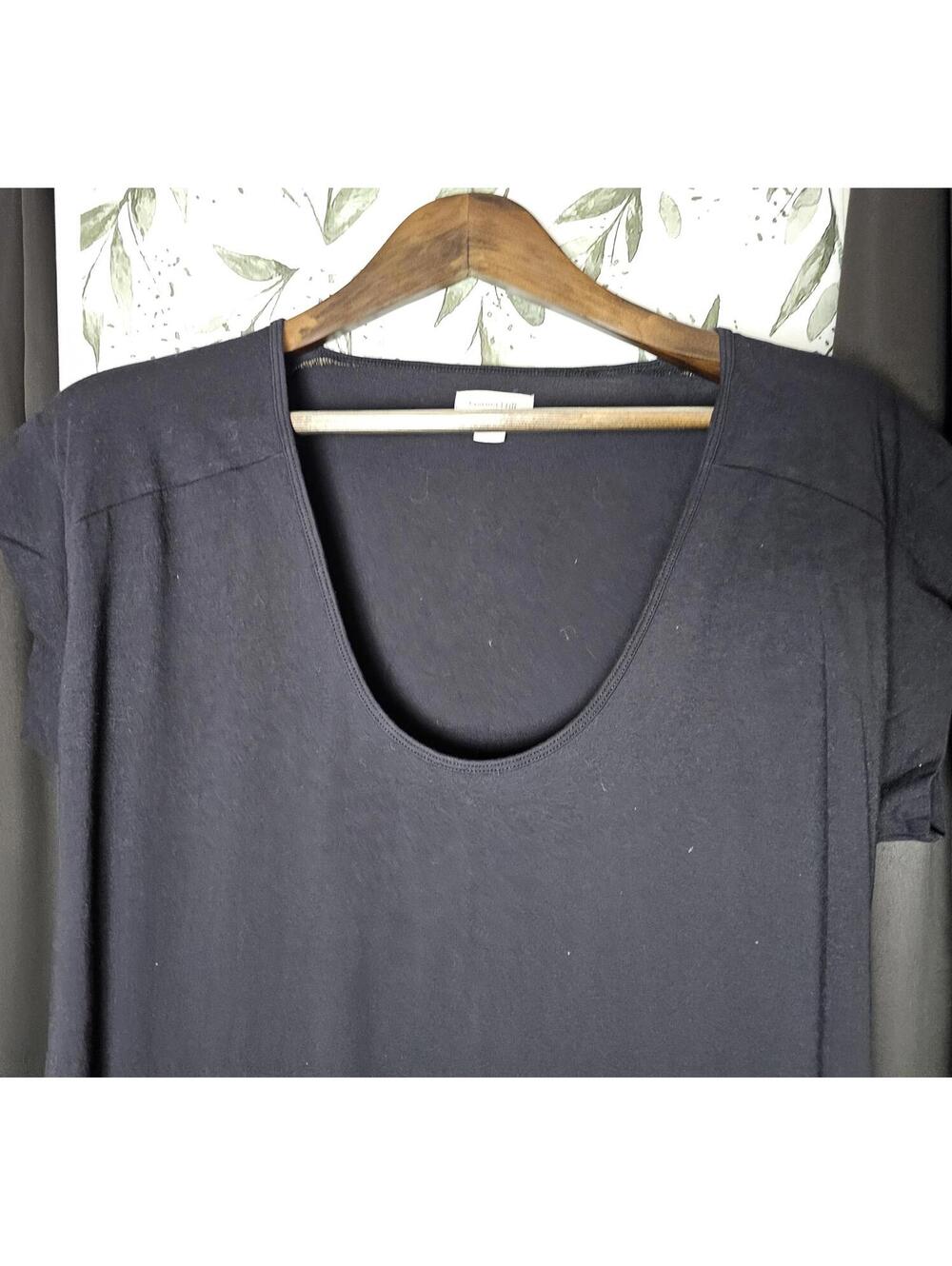 Garnet Hill Dress Black Womens Size M Scoop Neck